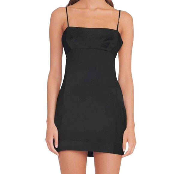 Staud Remington Little Black Dress Mini Bodycon Size 10 Spaghetti Strap NWT - Picture 1 of 12
